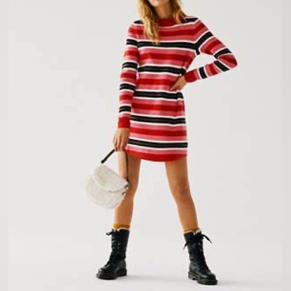 FREE PEOPLE ‘Falling For You’ Striped Knit Mini Dress - Picture 2 of 11